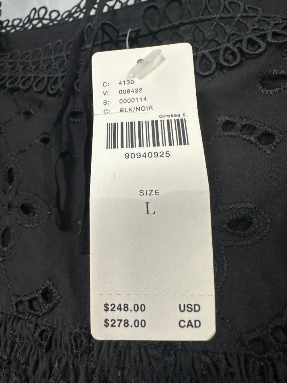 NWT Anthropologie Maeve The Violetta Square-Neck Eyelet Midi Dress Black LBD L - Picture 6 of 9